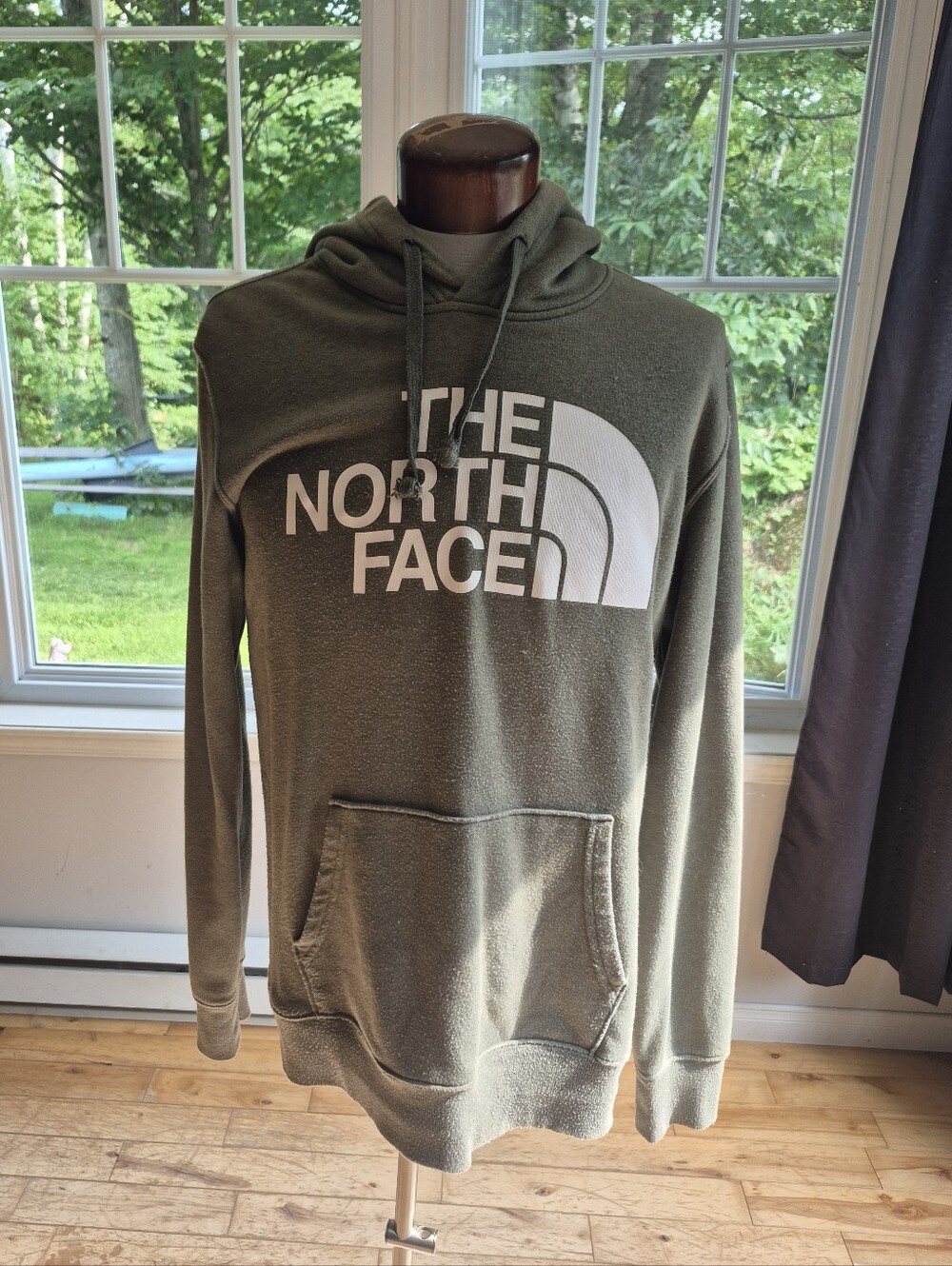 The North Face Olive Green Pullover Hoodie with White Logo